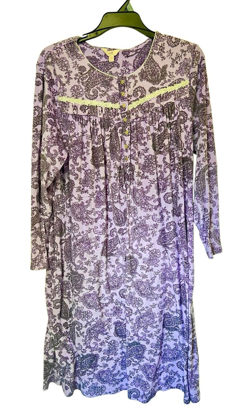 Secret Treasures Long Sleeve Velour Knit Super Soft Nightgown PJ Purple
